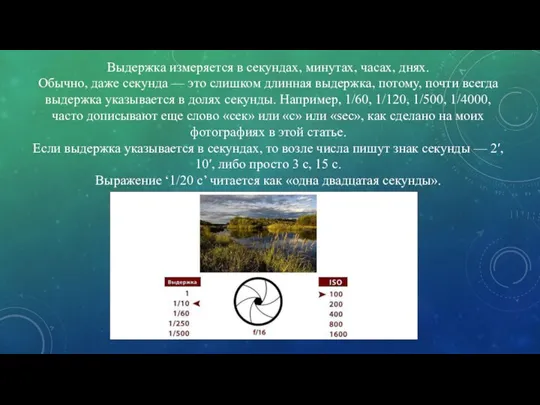 Выдержка измеряется в секундах, минутах, часах, днях. Обычно, даже секунда