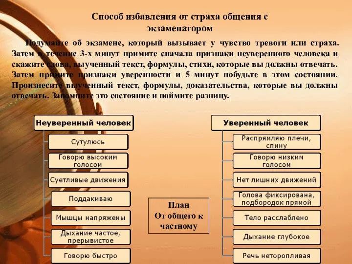 Подумайте об экзамене, который вызывает у чувство тревоги или страха. Затем в течение