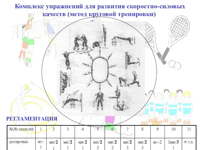 Комплекс упражнений для развития скоростно-силовых качеств (метод круговой тренировки) РЕГЛАМЕНТАЦИЯ