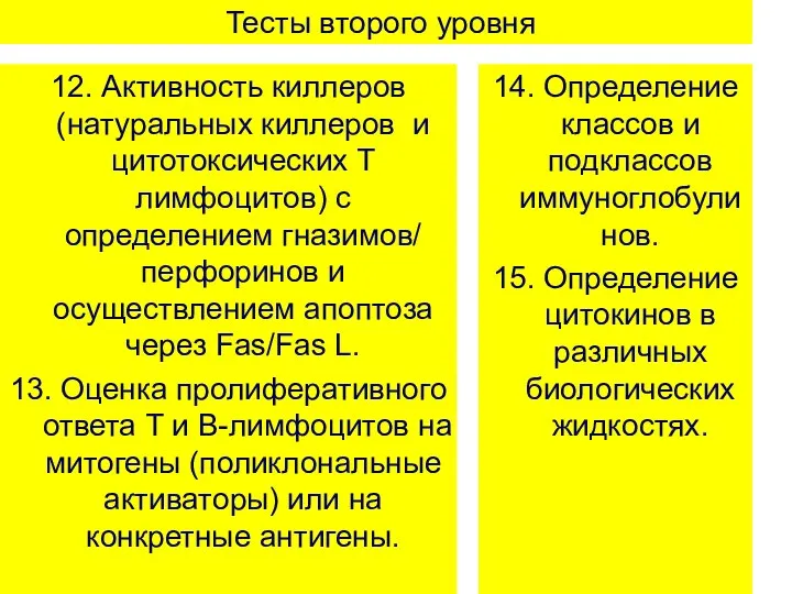 Тесты второго уровня 12. Активность киллеров (натуральных киллеров и цитотоксических