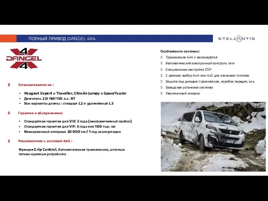 ПОЛНЫЙ ПРИВОД DANGEL 4X4 Устанавливается на : Peugeot Expert и