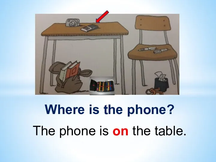 Where is the phone? The phone is on the table.