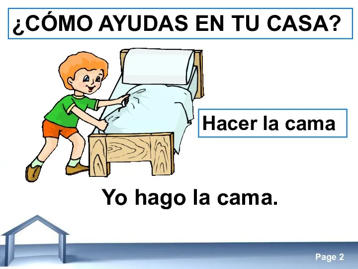 Hacer la cama ¿CÓMO AYUDAS EN TU CASA? Yo hago la cama.