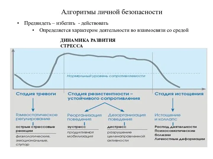 Алгоритмы личной безопасности Предвидеть – избегать - действовать Определяется характером