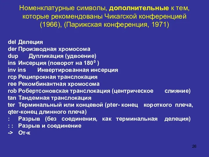 Номенклатурные символы, дополнительные к тем, которые рекомендованы Чикагской конференцией (1966),