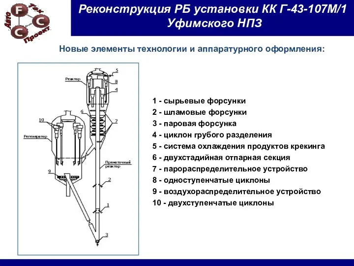 Реконструкция РБ установки КК Г-43-107М/1 Уфимского НПЗ 1 - сырьевые