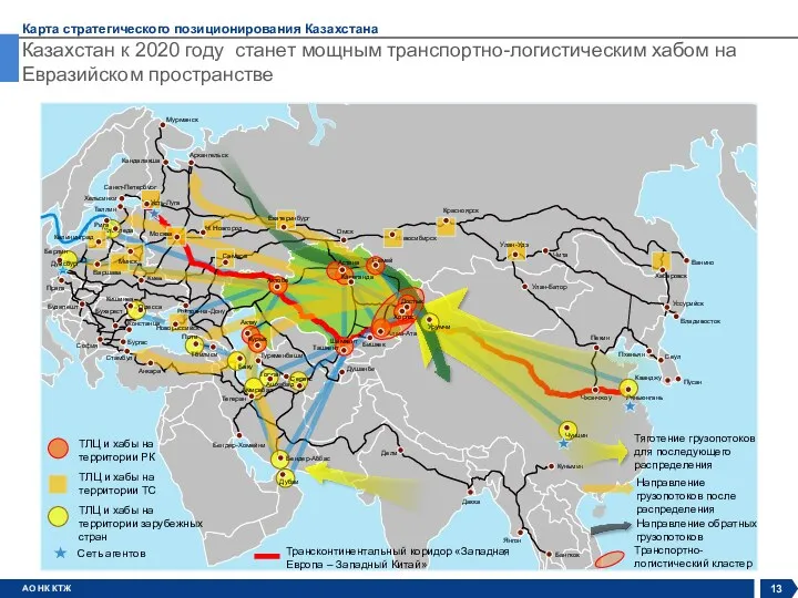 Казахстан к 2020 году станет мощным транспортно-логистическим хабом на Евразийском