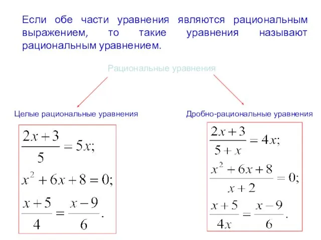 Если обе части уравнения являются рациональным выражением, то такие уравнения