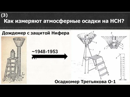 Как измеряют атмосферные осадки на НСН? Дождемер с защитой Нифера Осадкомер Третьякова О-1 ~1948-1953 гг. (3)