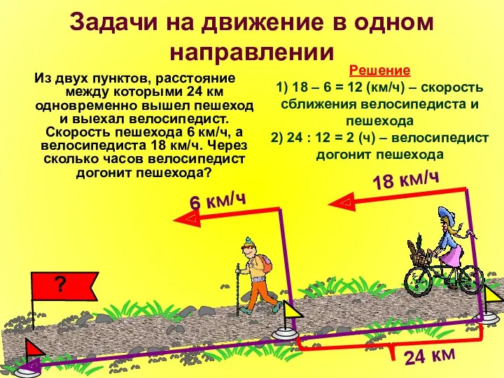 Задачи на движение в одном направлении Из двух пунктов, расстояние