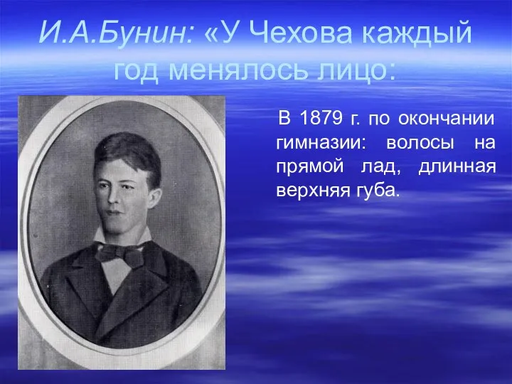 И.А.Бунин: «У Чехова каждый год менялось лицо: В 1879 г.