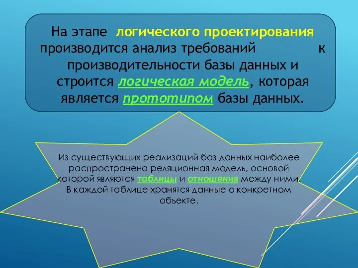 На этапе логического проектирования производится анализ требований к производительности базы