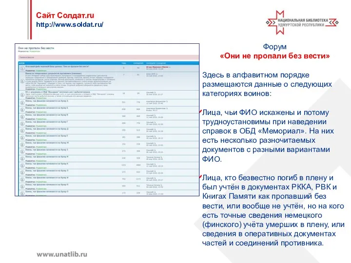 Сайт Солдат.ru http://www.soldat.ru/ Форум «Они не пропали без вести» Здесь