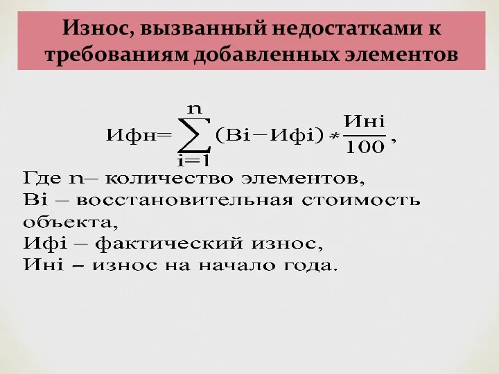 Износ, вызванный недостатками к требованиям добавленных элементов