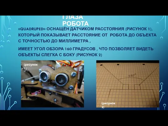 ГЛАЗА РОБОТА «QUADRUPED» ОСНАЩЁН ДАТЧИКОМ РАССТОЯНИЯ (РИСУНОК 1), КОТОРЫЙ ПОКАЗЫВАЕТ