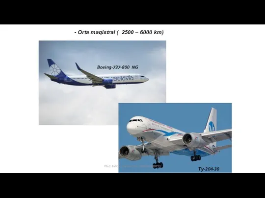 - Orta maqistral ( 2500 – 6000 km) Boeing-737-800 NG Ту-204-300 Ph.d. Talıbov Ceyhun. tel: +994558480713