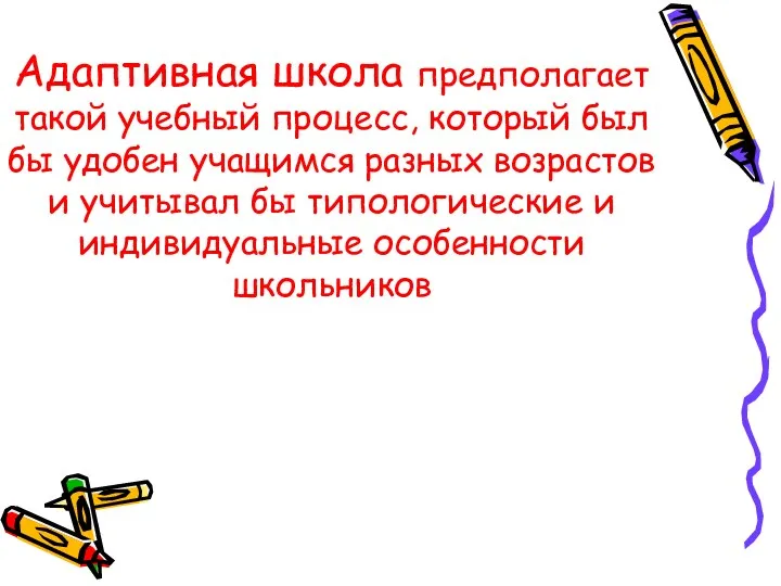 Адаптивная школа предполагает такой учебный процесс, который был бы удобен