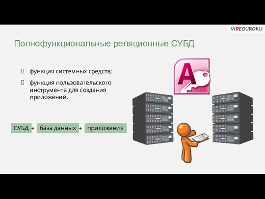 Полнофункциональные реляционные СУБД функция системных средств; функция пользовательского инструмента для