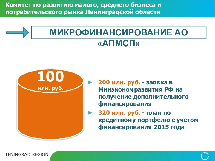 200 млн. руб. - заявка в Минэкономразвития РФ на получение дополнительного финансирования 320