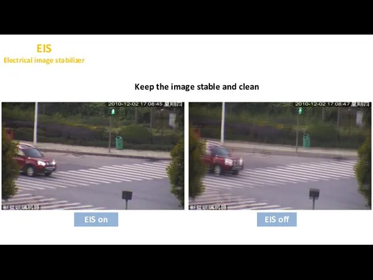 Keep the image stable and clean EIS off EIS on EIS Electrical image stabilizer