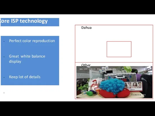 Core ISP technology Dahua Other Perfect color reproduction Great white