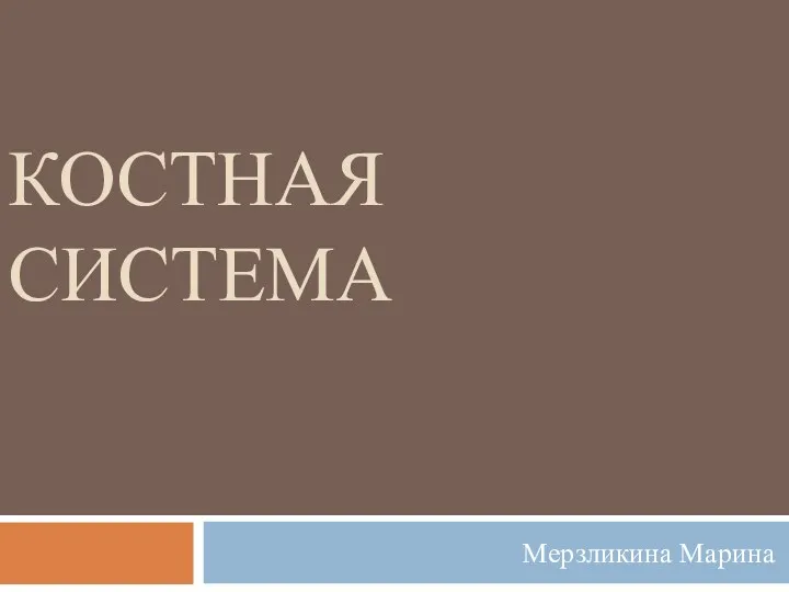 КОСТНАЯ СИСТЕМА Мерзликина Марина