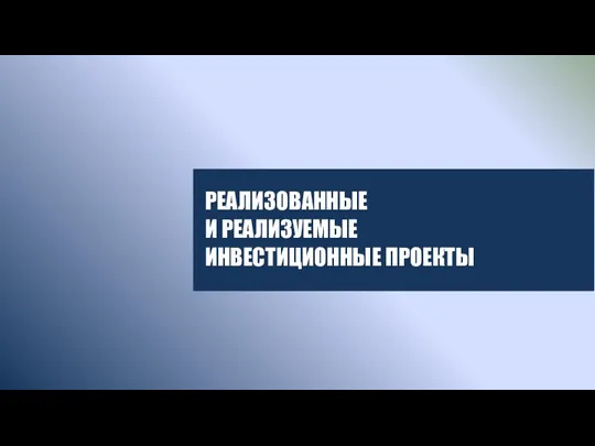 РЕАЛИЗОВАННЫЕ И РЕАЛИЗУЕМЫЕ ИНВЕСТИЦИОННЫЕ ПРОЕКТЫ