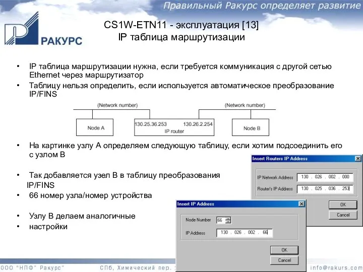 CS1W-ETN11 - эксплуатация [13] IP таблица маршрутизации IP таблица маршрутизации