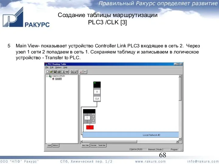 Создание таблицы маршрутизации PLC3 /CLK [3] 5 Main View- показывает