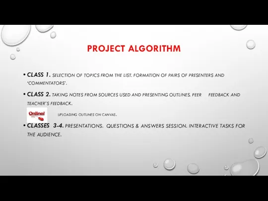 PROJECT ALGORITHM CLASS 1. SELECTION OF TOPICS FROM THE LIST. FORMATION OF PAIRS
