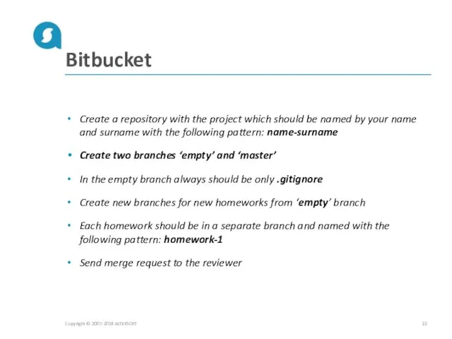 Bitbucket Create a repository with the project which should be