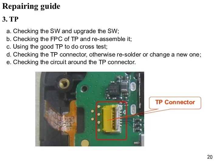 3. TP a. Checking the SW and upgrade the SW; b. Checking the