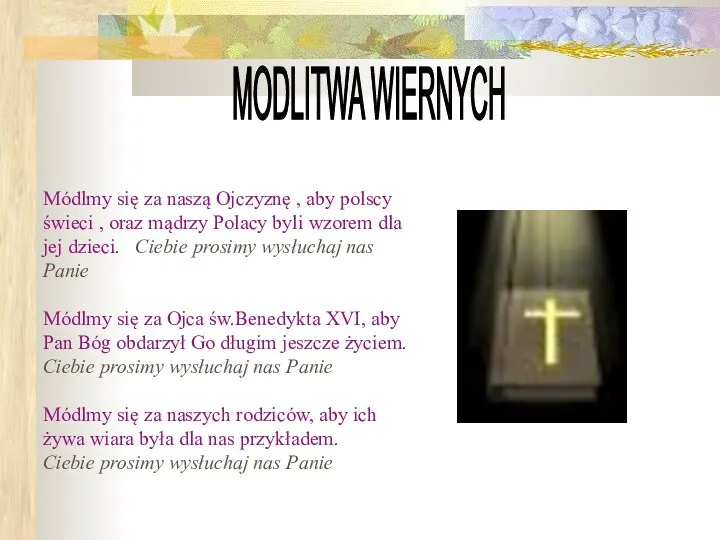 Módlmy się za naszą Ojczyznę , aby polscy świeci , oraz mądrzy Polacy