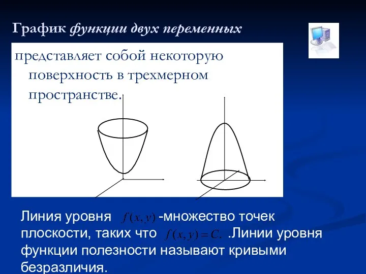 График функции двух переменных представляет собой некоторую поверхность в трехмерном