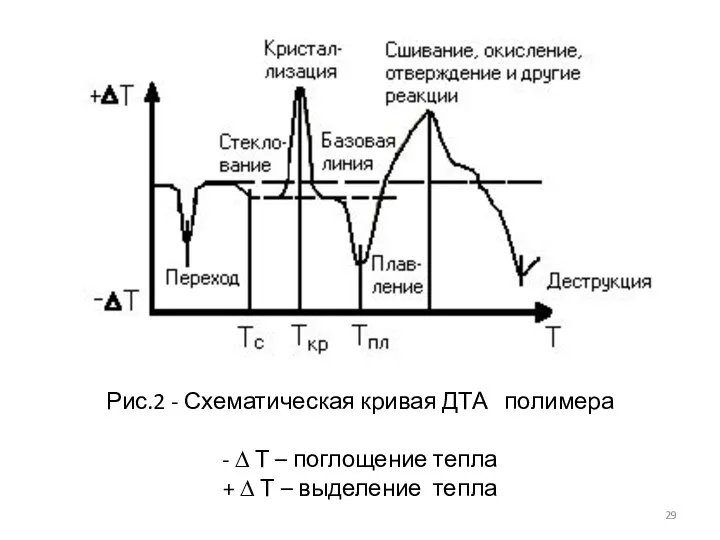 Рис.2 - Схематическая кривая ДТА полимера - ∆ Т –