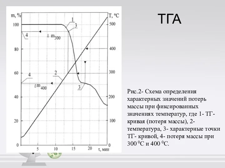 ТГА Рис.2- Схема определения характерных значений потерь массы при фиксированных