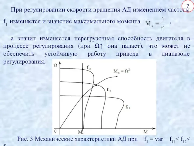 7 При регулировании скорости вращения АД изменением частоты f1 изменяется