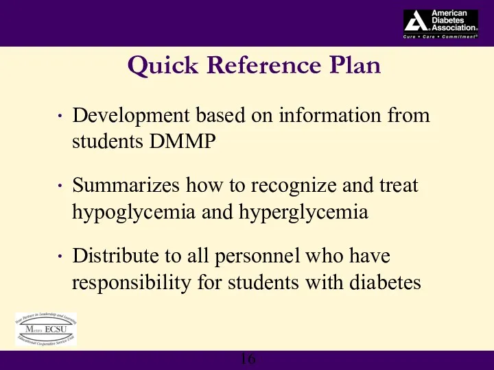 Quick Reference Plan Development based on information from students DMMP