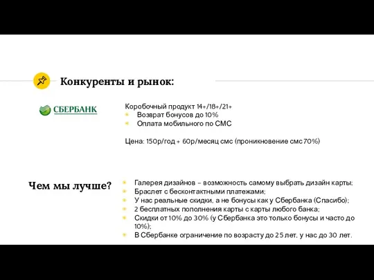 Конкуренты и рынок: Коробочный продукт 14+/18+/21+ Возврат бонусов до 10%