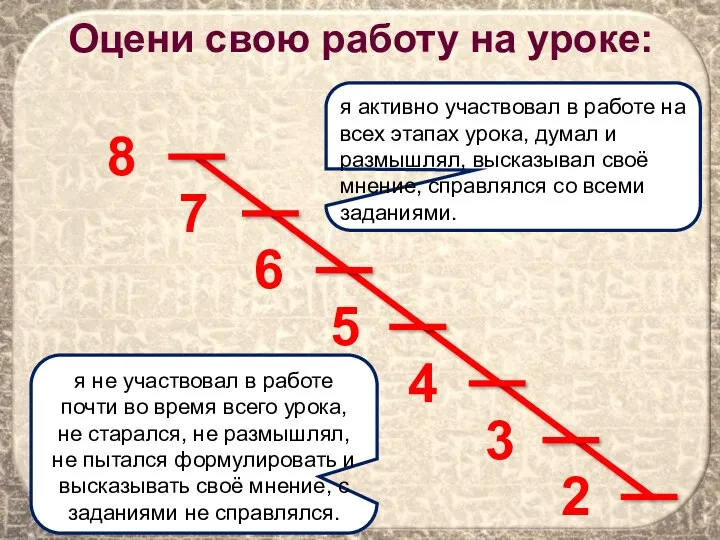 я не участвовал в работе почти во время всего урока,