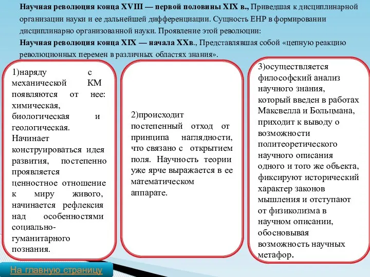 Научная революция конца XVIII — первой половины XIX в., Приведшая к дисциплинарной организации