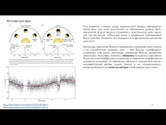 Фотометрия фаз При движении планеты вокруг родительской звезды наблюдается смена