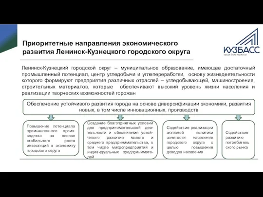 Приоритетные направления экономического развития Ленинск-Кузнецкого городского округа Ленинск-Кузнецкий городской округ