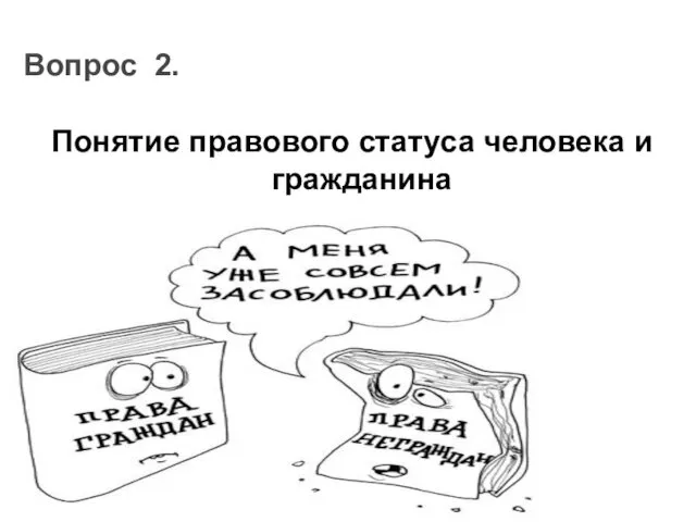 Понятие правового статуса человека и гражданина Вопрос 2.