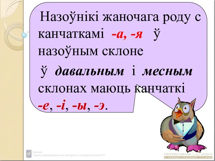 Назоўнікі жаночага роду с канчаткамі -а, -я ў назоўным склоне