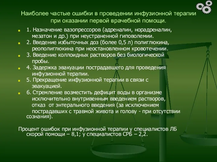 Наиболее частые ошибки в проведении инфузионной терапии при оказании первой