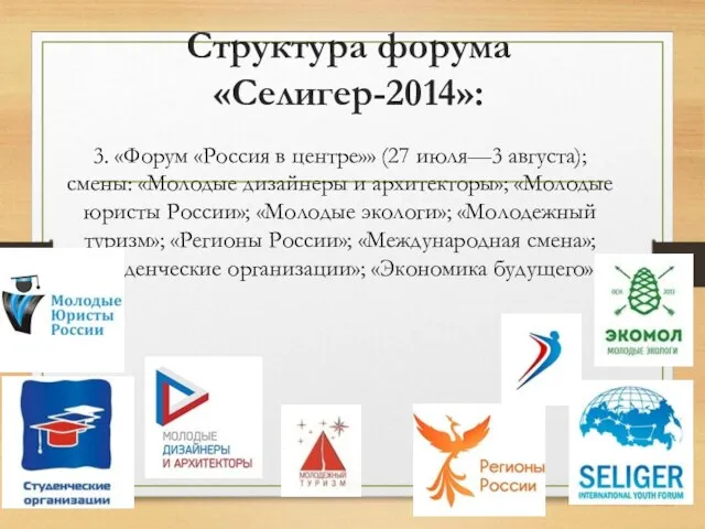 Структура форума «Селигер-2014»: