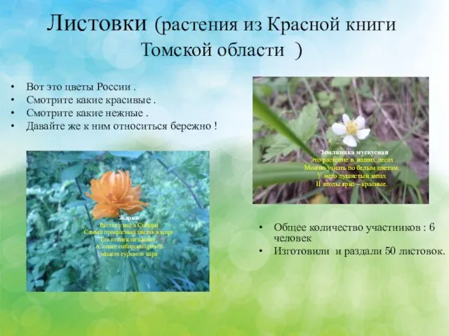 Листовки (растения из Красной книги Томской области ) Вот это цветы России .