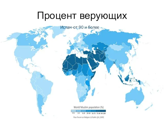 Процент верующих Ислам-от 90 и более