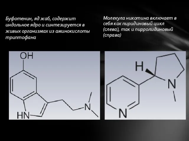 Буфотенин, яд жаб, содержит индольное ядро и синтезируется в живых